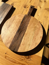 Load image into Gallery viewer, Cherry and Black Walnut Round Paddle Serving Board