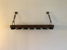 Load image into Gallery viewer, Reclaimed Wood Turnbuckle Shelf with Wine Glass Rack
